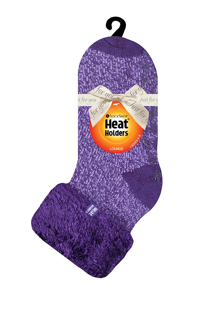 Womens Original Purple Lounge Socks with Turnover Top