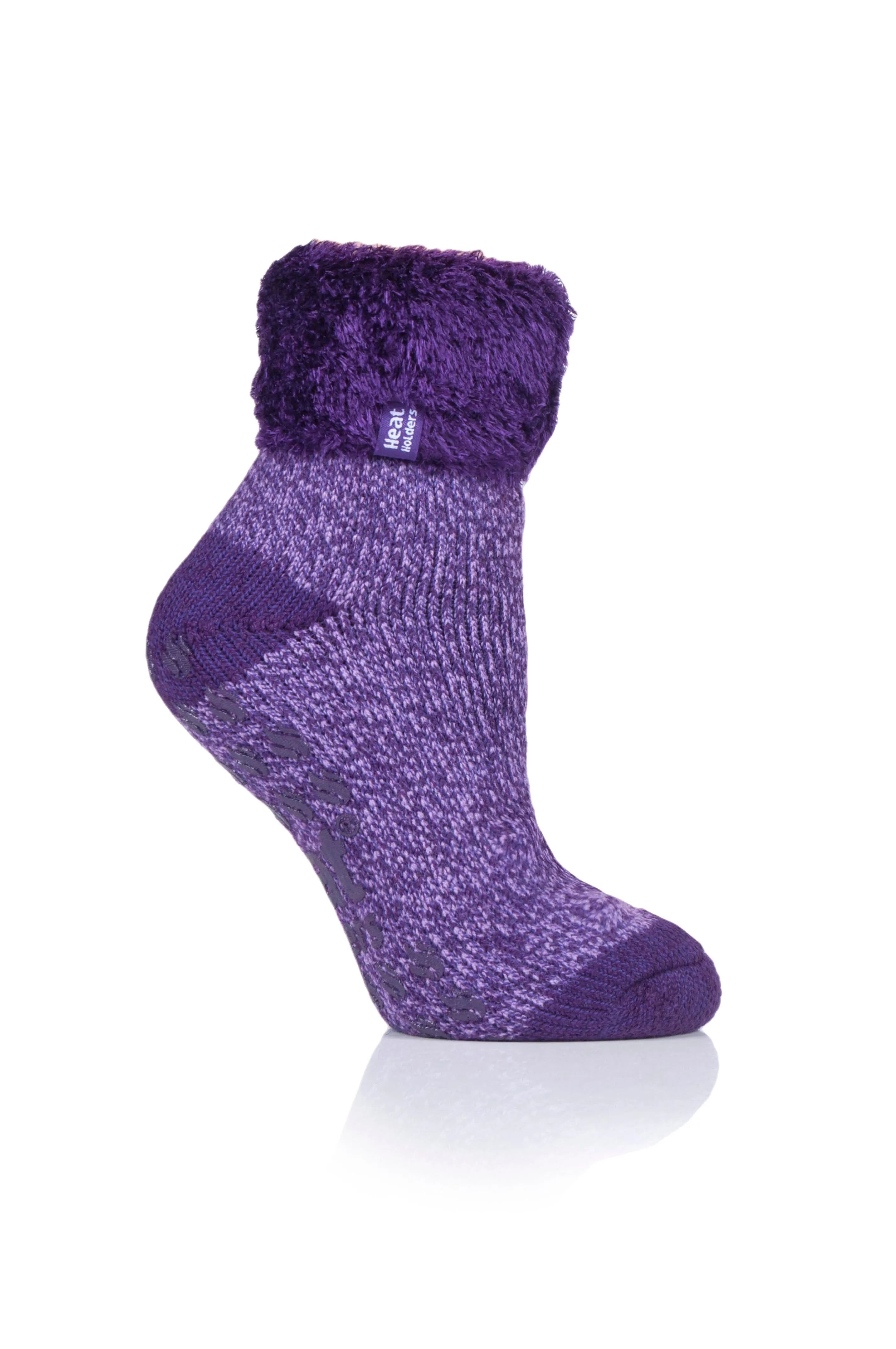 Womens Original Purple Lounge Socks with Turnover Top