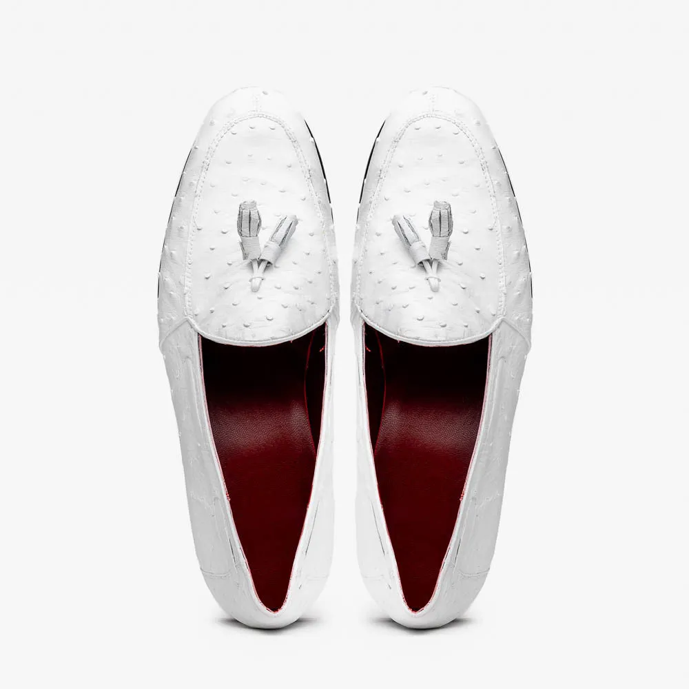 Marco Di Milano Aubiere White Ostrich Loafers