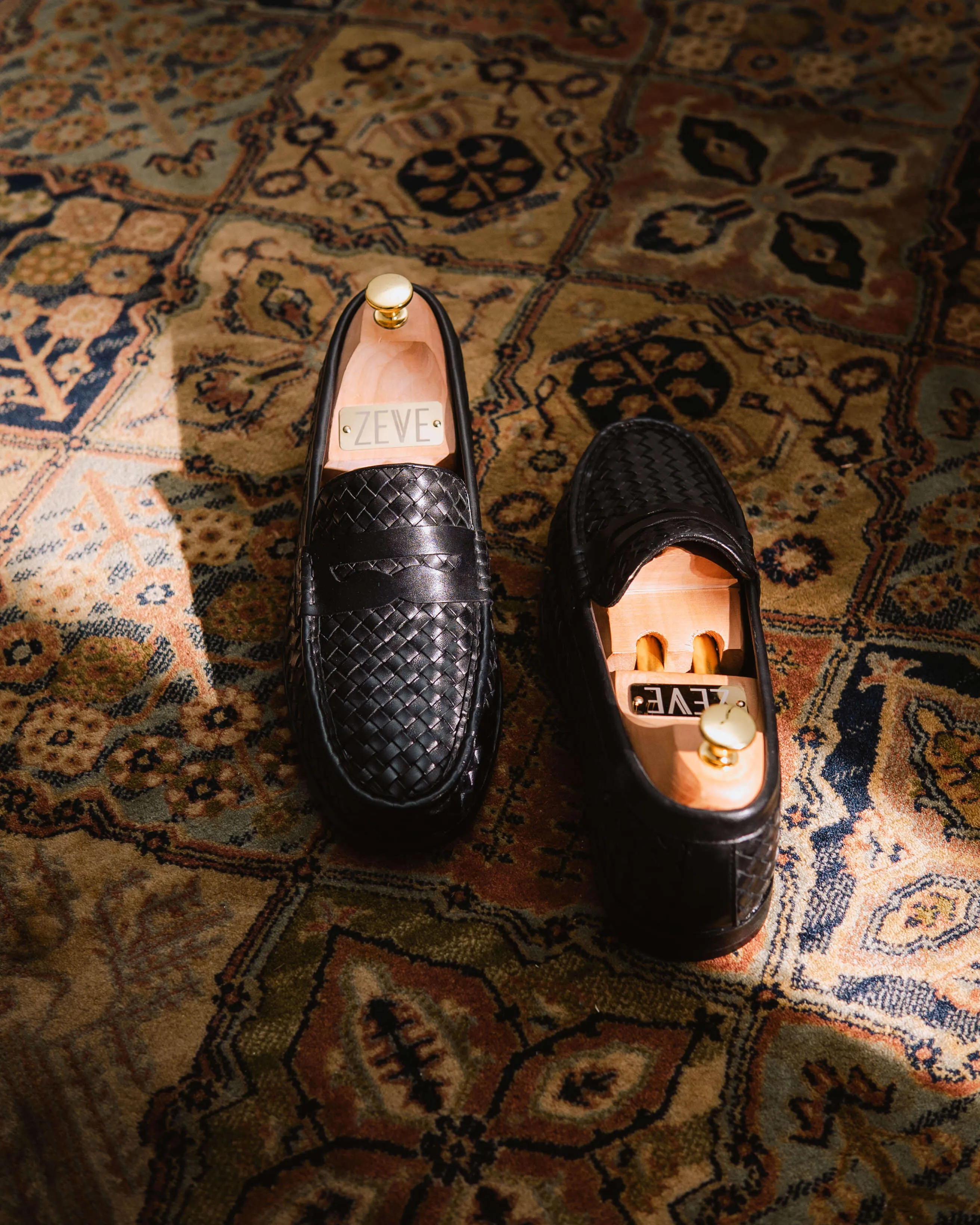 Marco Penny Loafer - Black Woven Leather