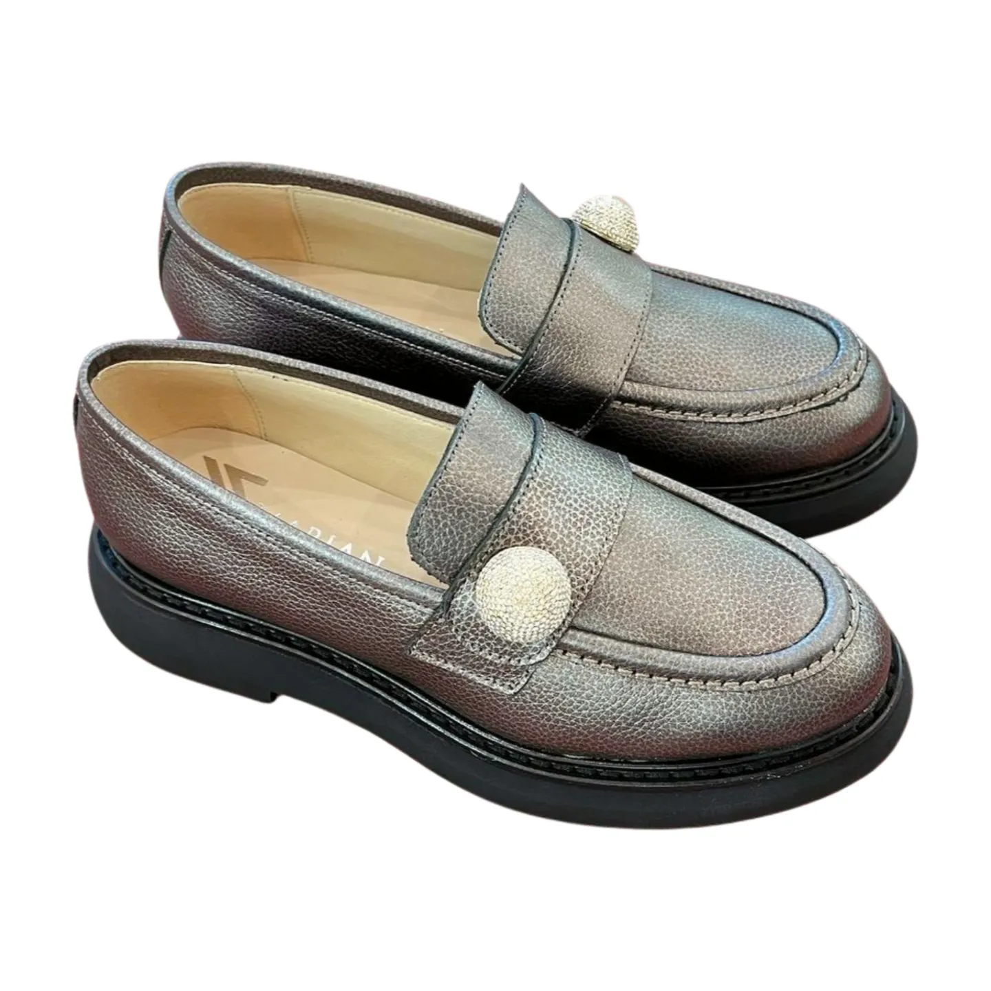 MARIAN Pewter Leather Chunky Loafer with diamante detail