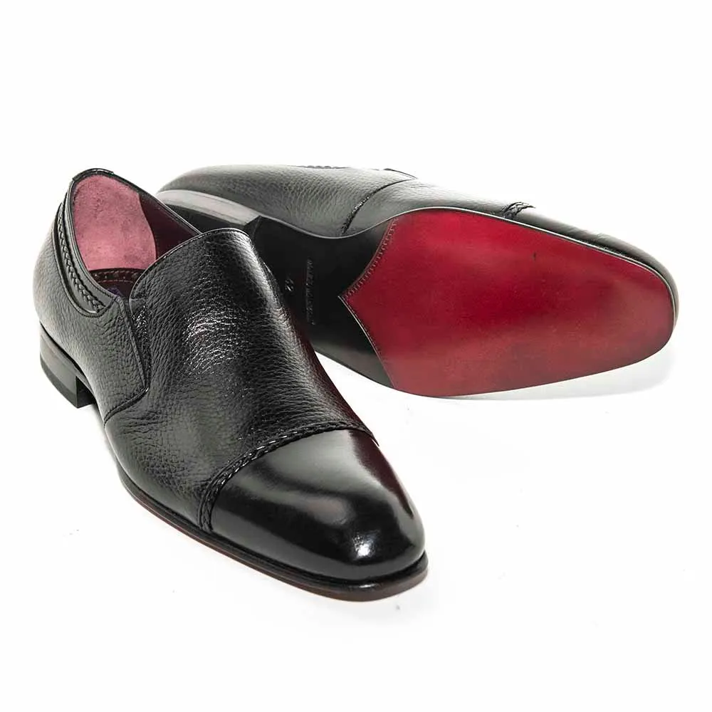 Black Genuine Deer Skin Double Gore Slip-On by Mario Manzoni - Premium Quality Mens Shoes