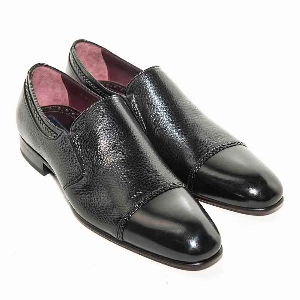 Black Genuine Deer Skin Double Gore Slip-On by Mario Manzoni - Premium Quality Mens Shoes