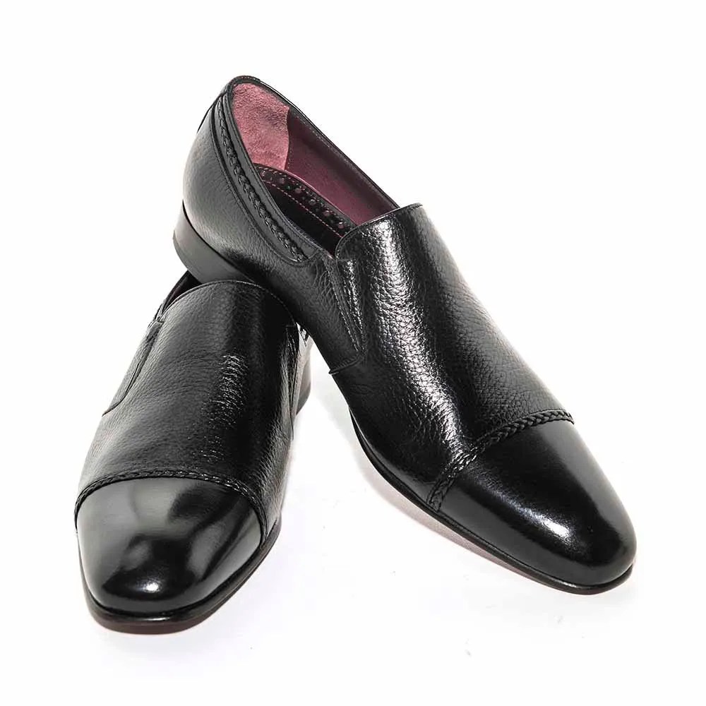 Black Genuine Deer Skin Double Gore Slip-On by Mario Manzoni - Premium Quality Mens Shoes