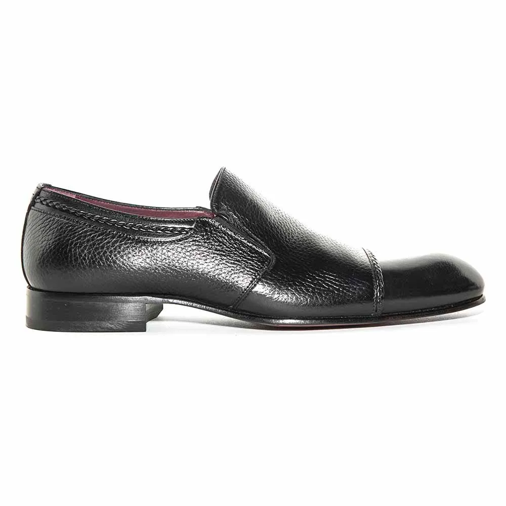 Black Genuine Deer Skin Double Gore Slip-On by Mario Manzoni - Premium Quality Mens Shoes