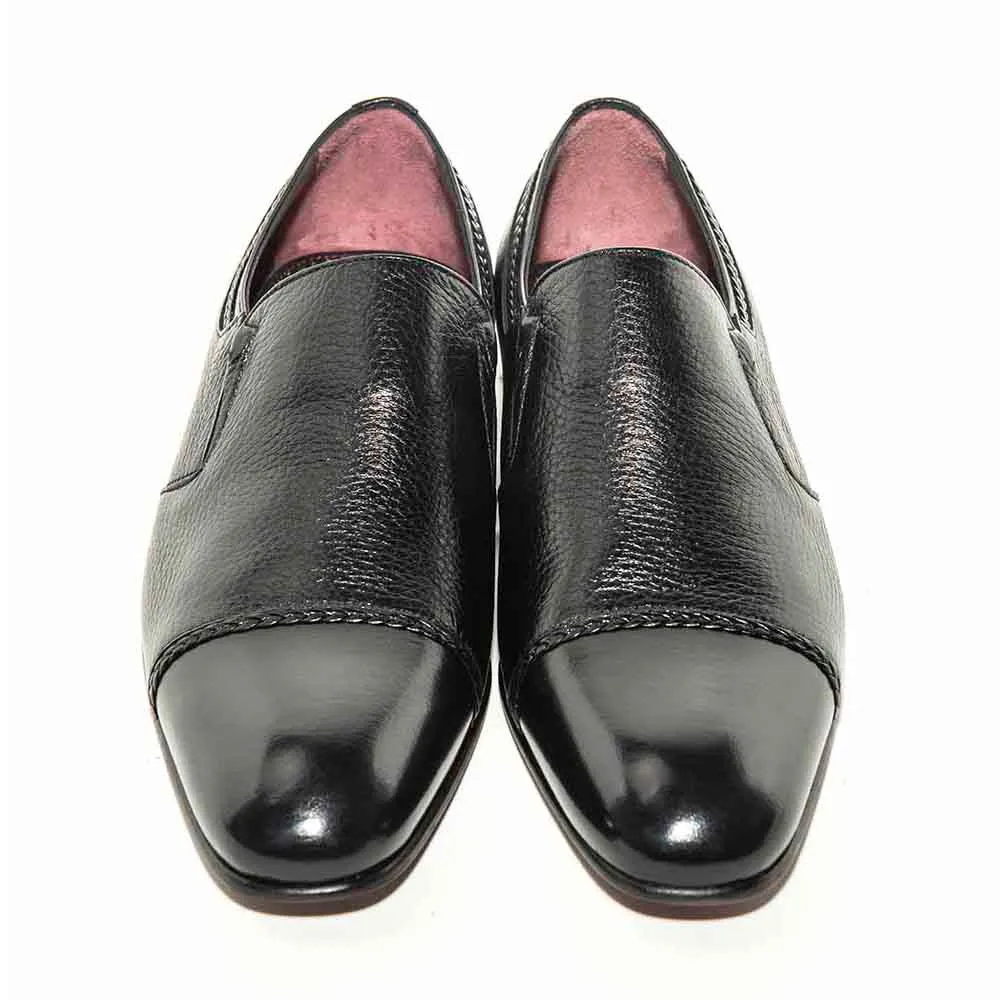 Black Genuine Deer Skin Double Gore Slip-On by Mario Manzoni - Premium Quality Mens Shoes