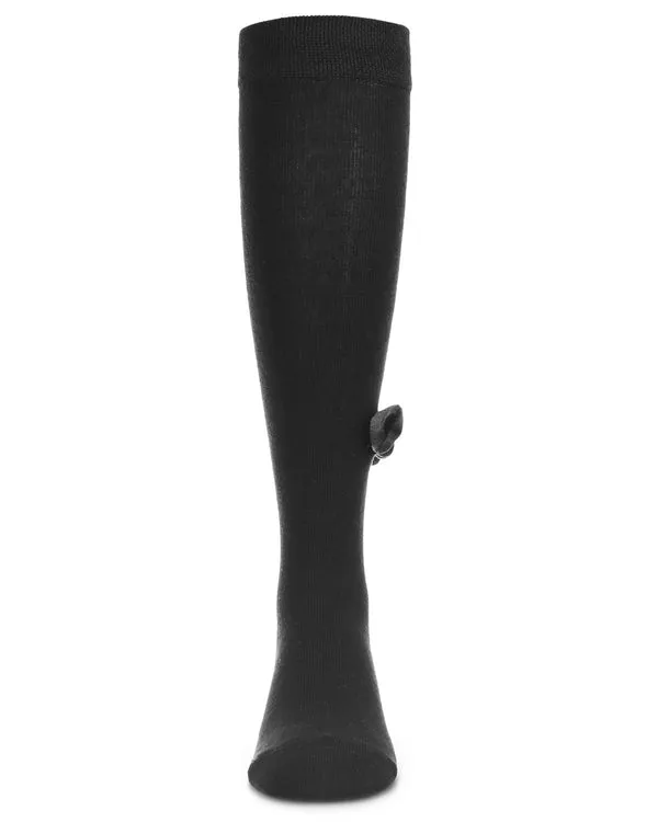 Memoi Velvet Bow Knee High Black