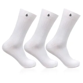 Men Cotton White Rib Full Length Socks- Pack of 3