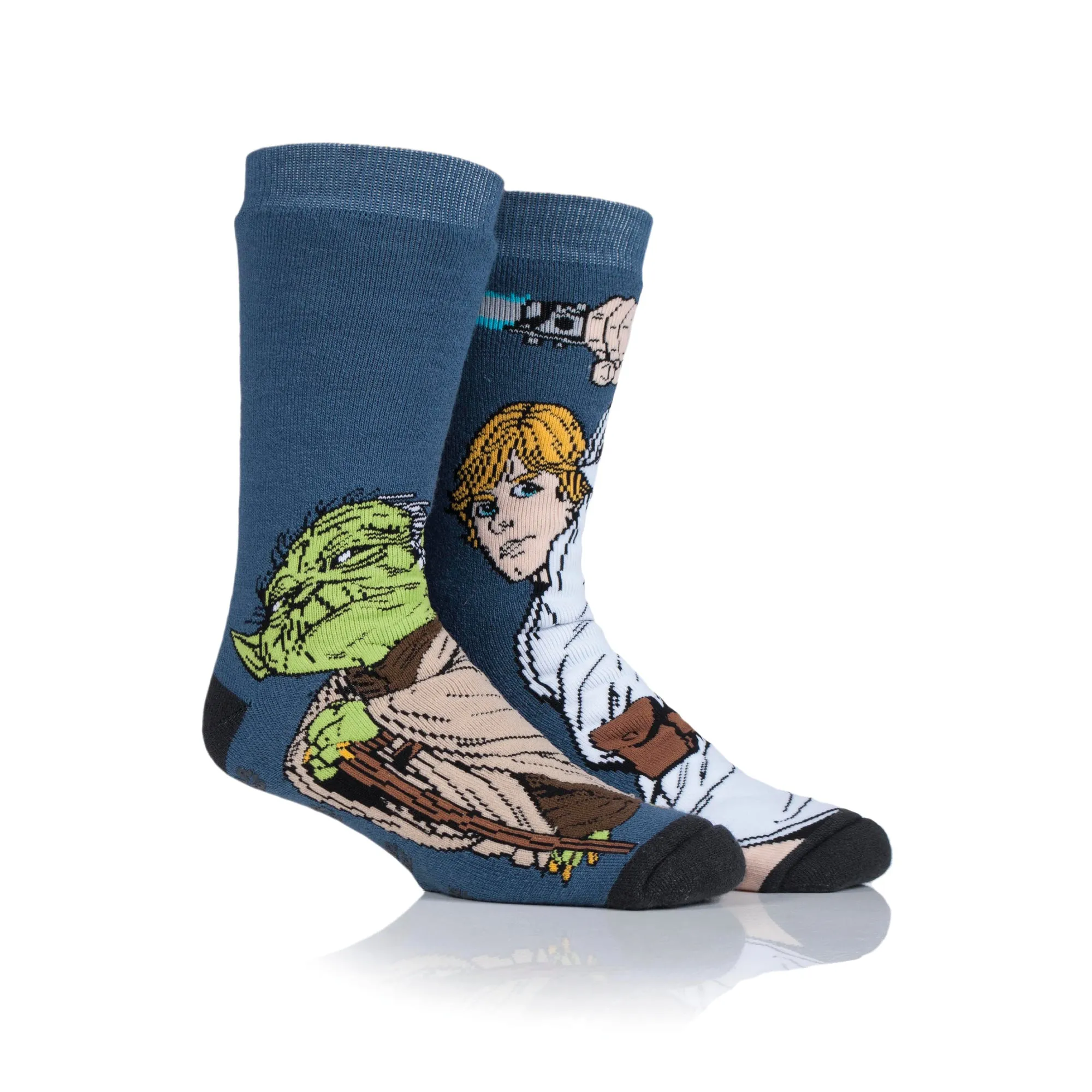 Mens Dual Layer Star Wars Slipper Socks - Yoda & Luke