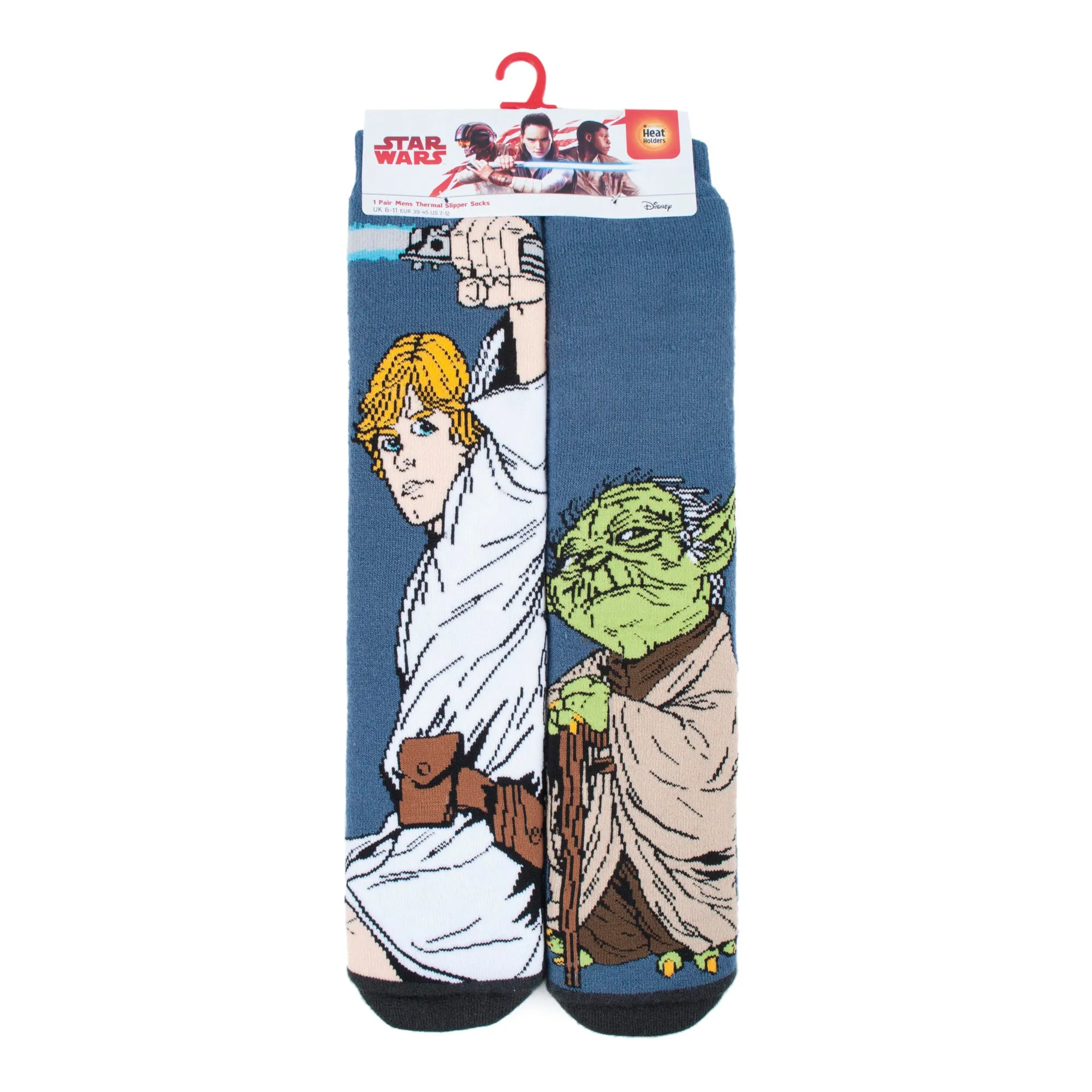 Mens Dual Layer Star Wars Slipper Socks - Yoda & Luke