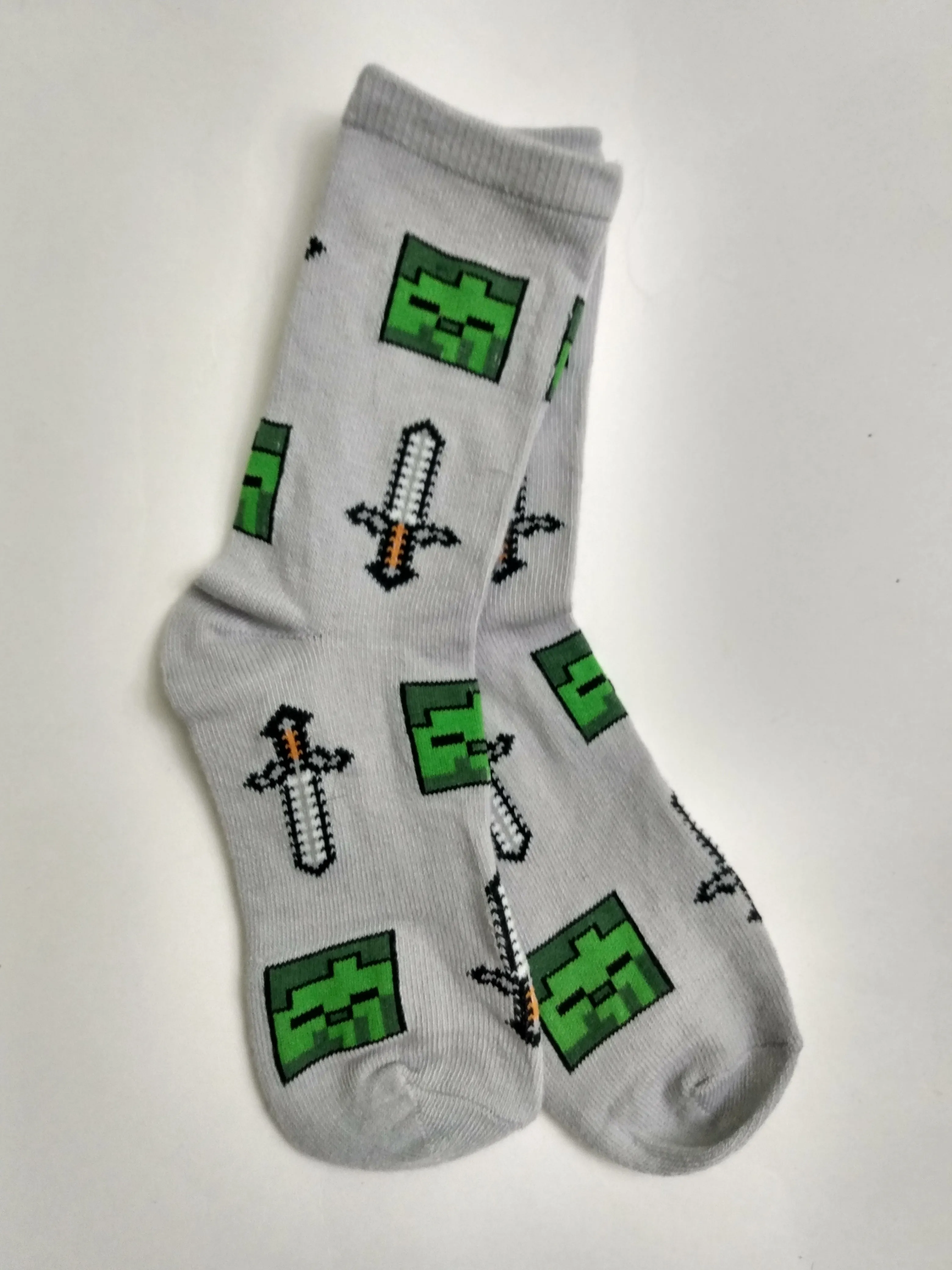 Minecraft Grey Crew Socks