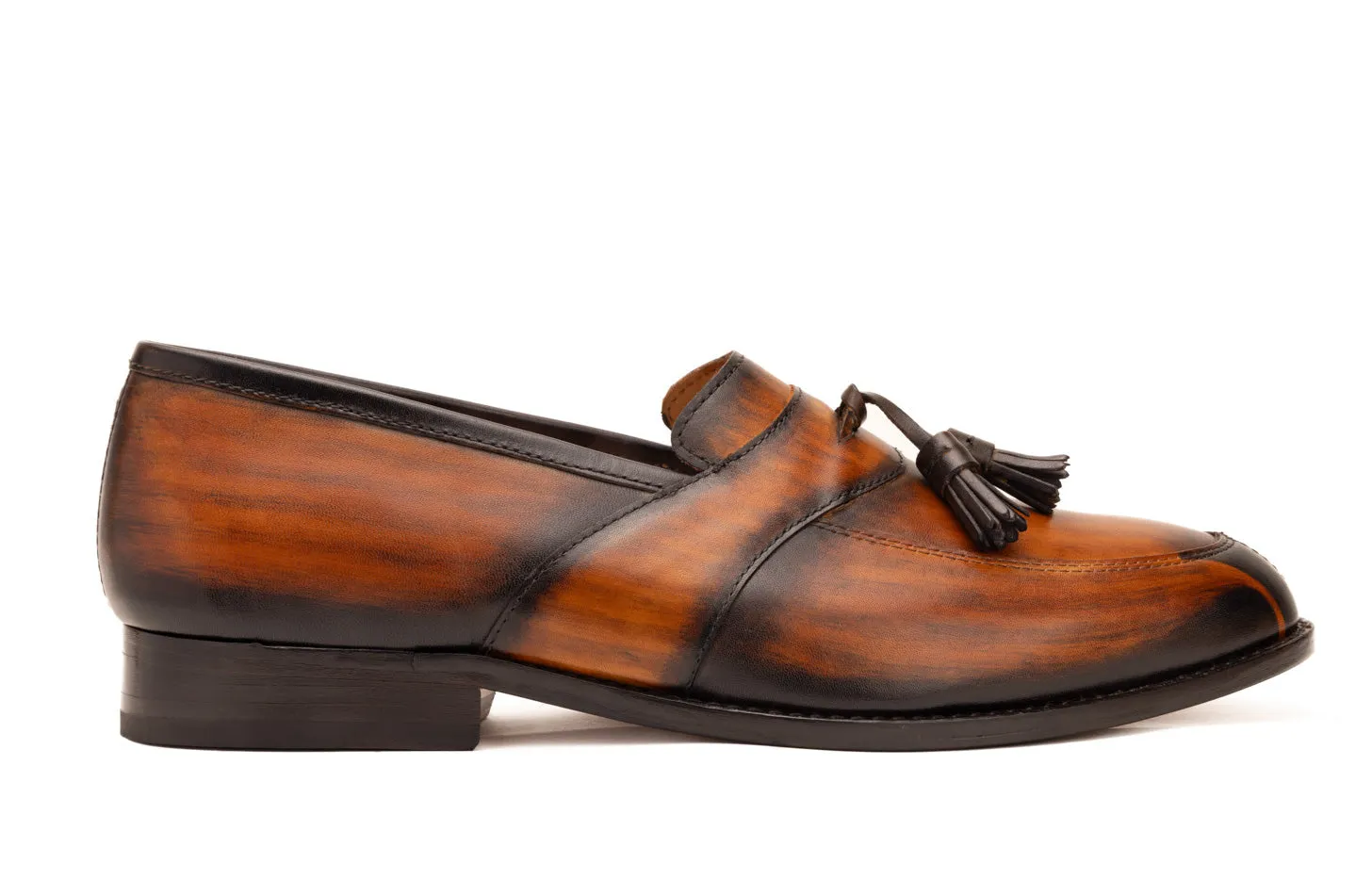 Patina Split Toe Apron Tassel Loafer