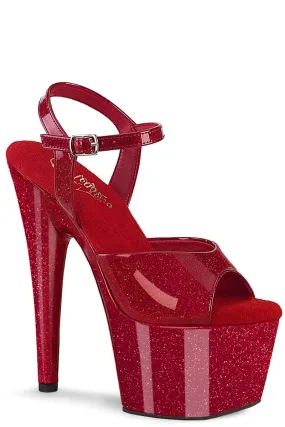 Ruby Glitter Pleaser USA Adore-709GP High Heels with 7-Inch Heel