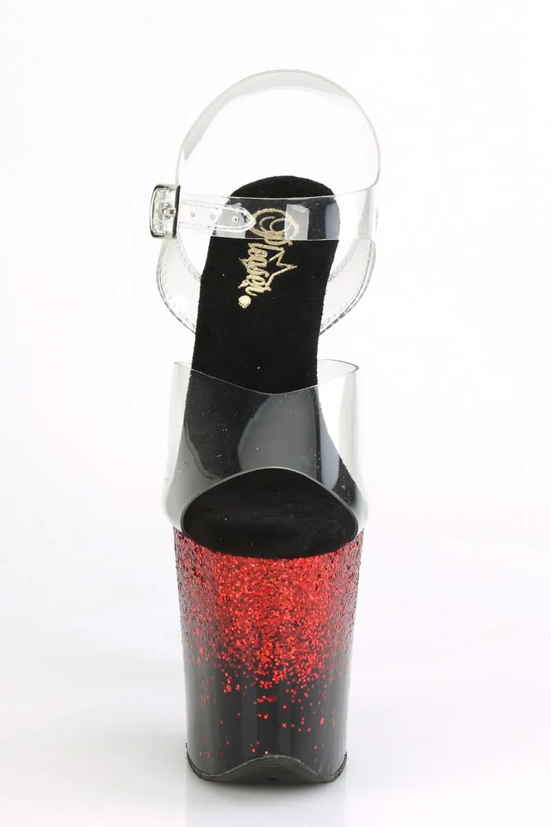 Pleaser USA Flamingo-808SS 8inch Pleasers - Black/Red Glitter