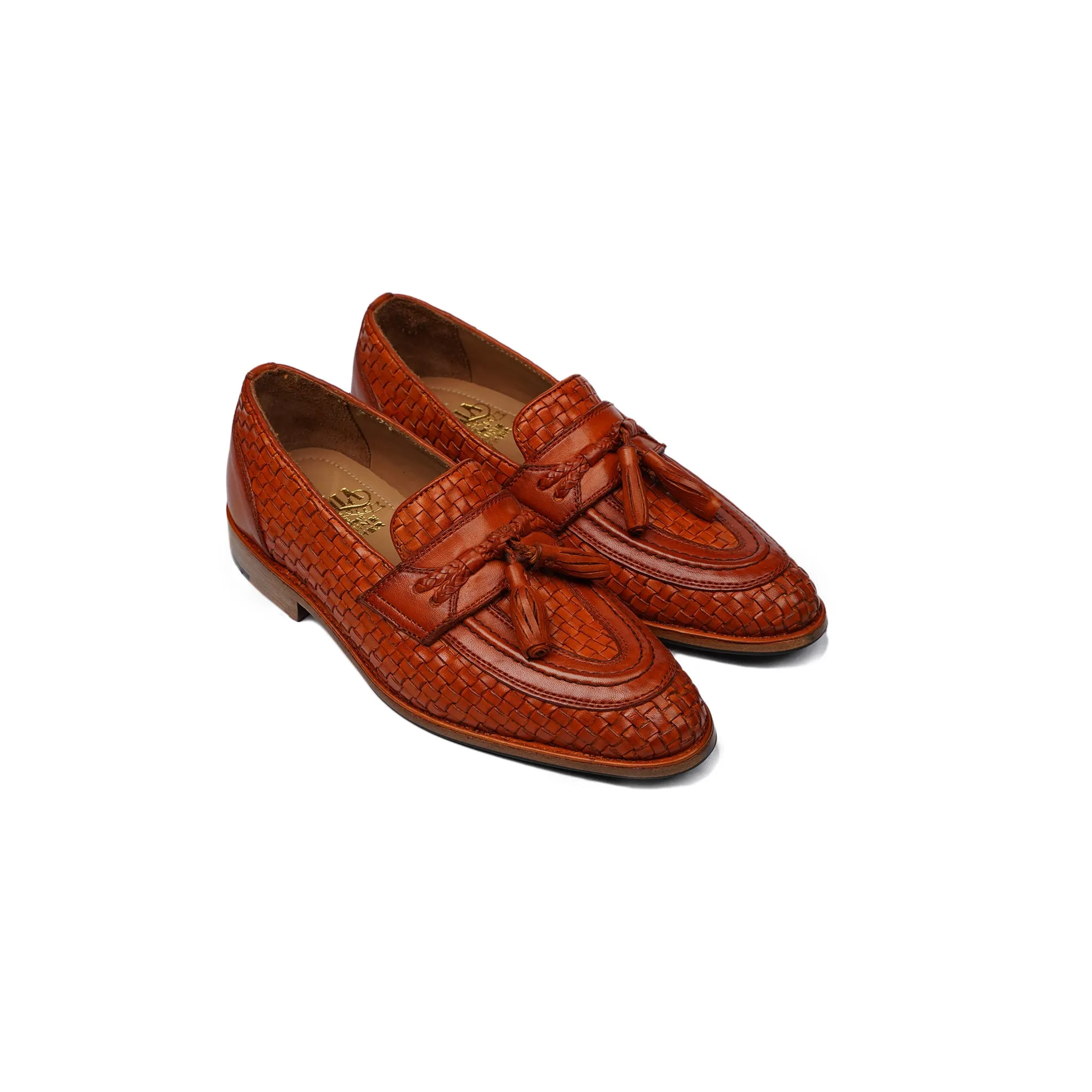 Porto - Kid's Orange Tan Hand Woven Leather Loafer (5-12 Years Old)