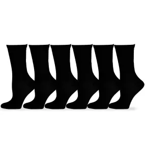 TeeHee Socks Women's Casual Polyester Crew Black 6-Pack (12240)