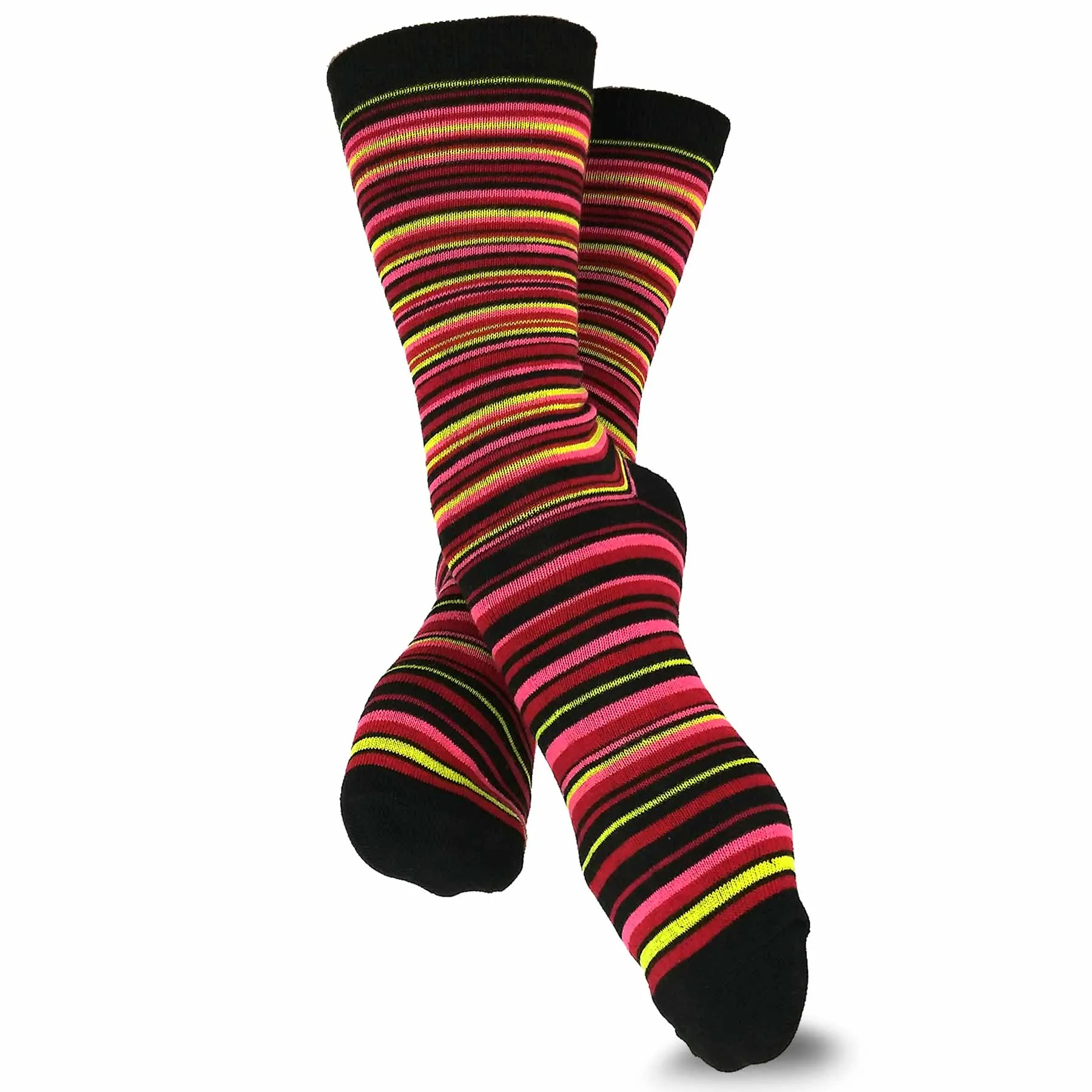 TeeHee Socks Women's Casual Polyester Crew Thin Ministripes 12-Pack (1118898)