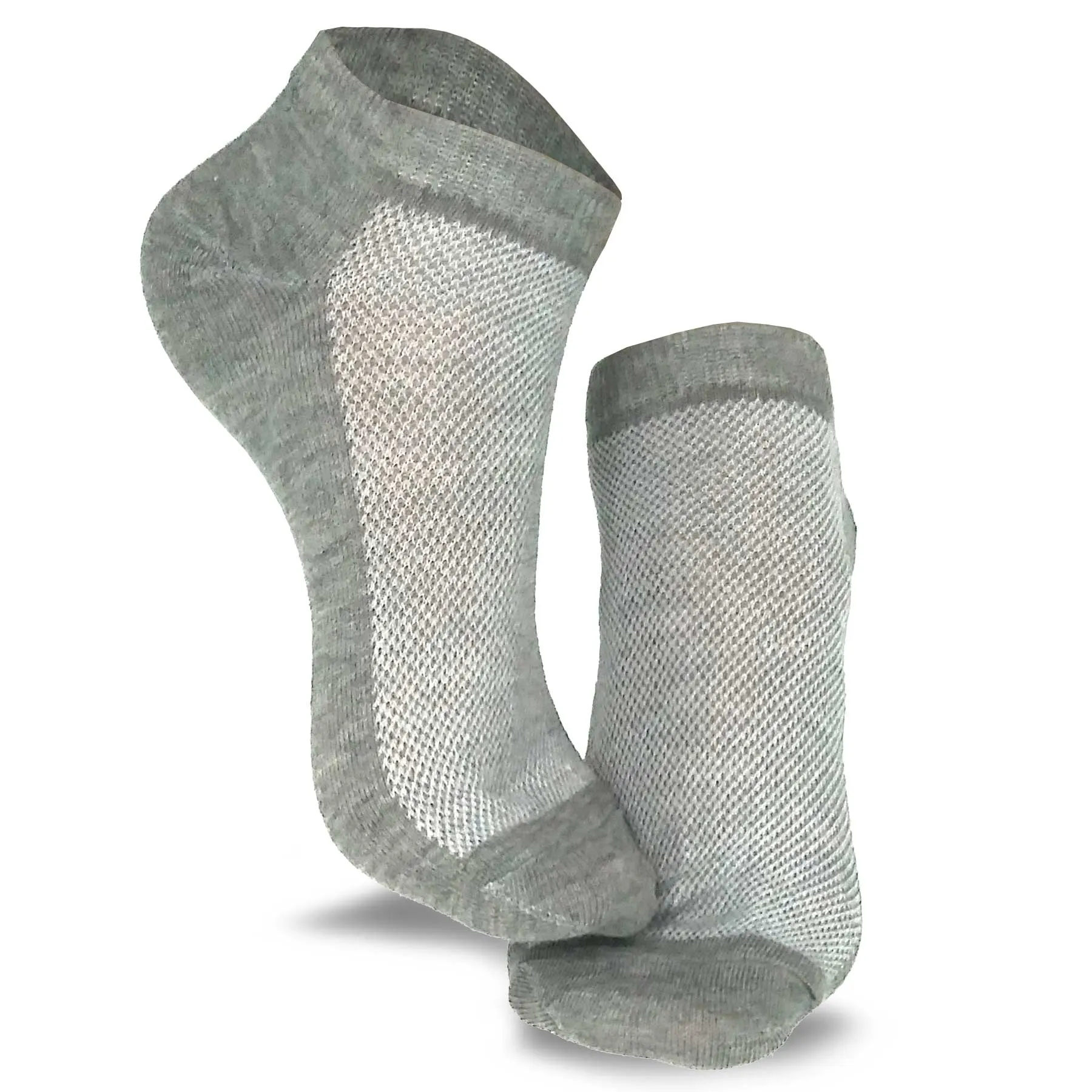 TeeHee Socks Women's Casual Polyester No Show White/Grey 12-Pack (10051)