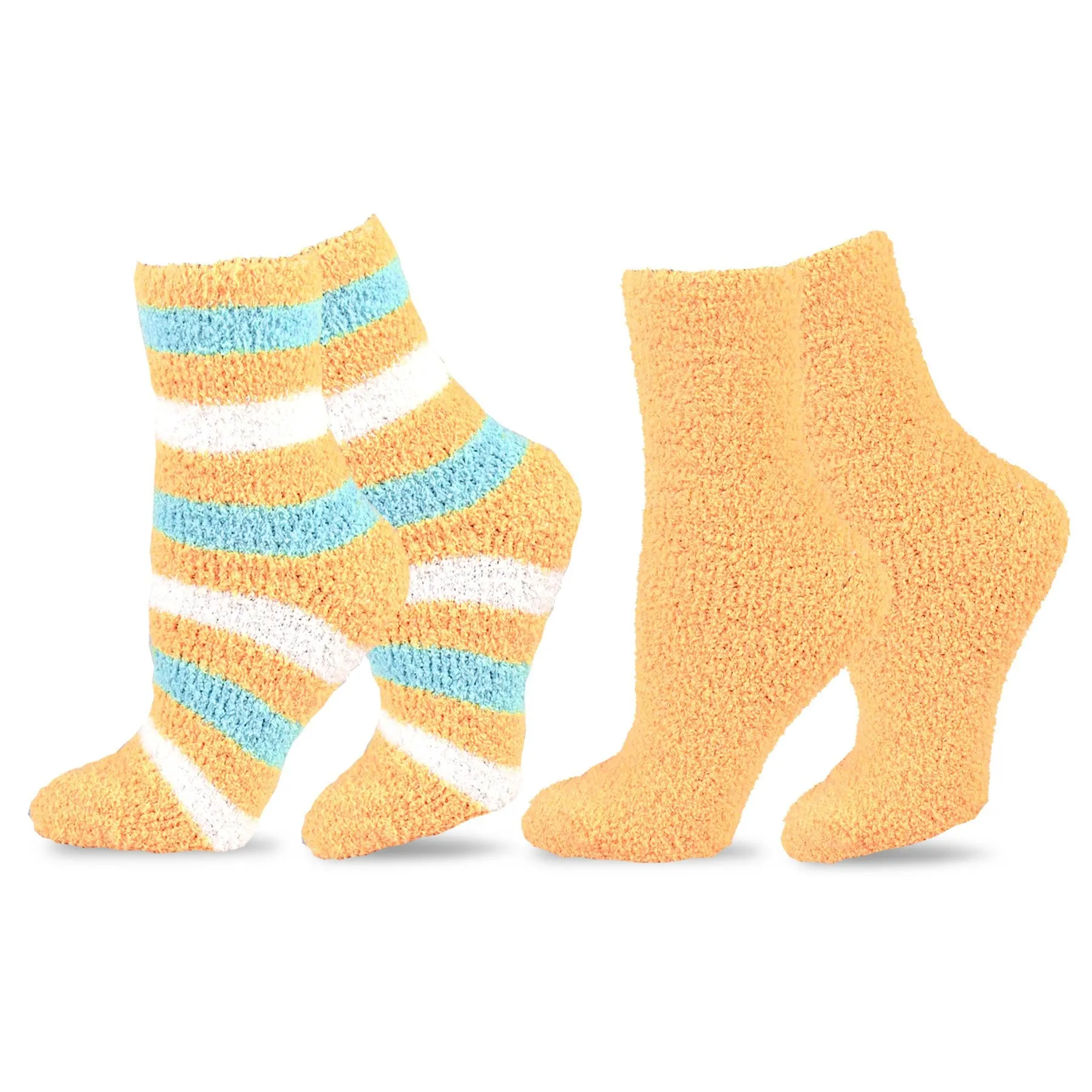 TeeHee Socks Women's Fuzzy Polyester Crew Faded 6-Pack (11191)