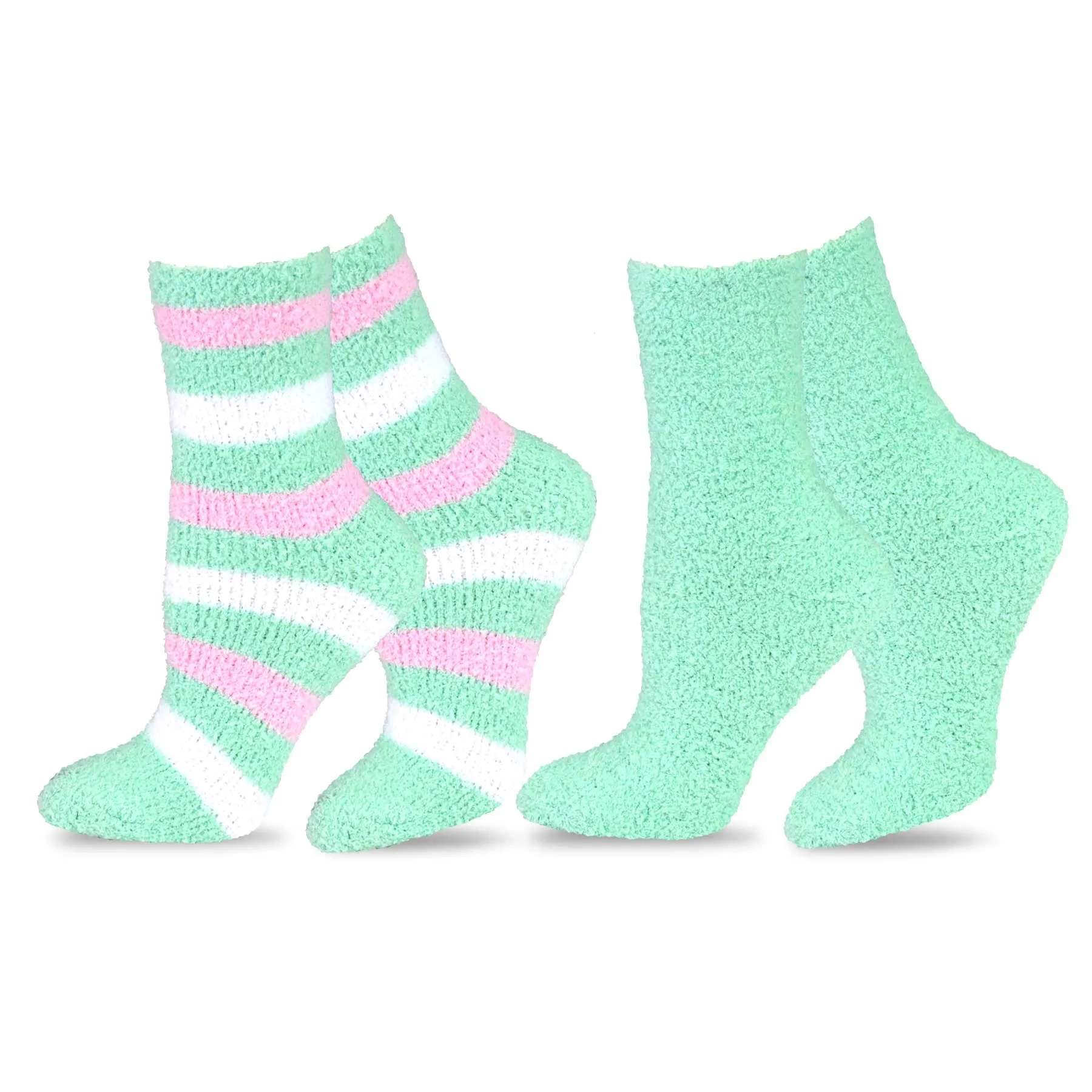 TeeHee Socks Women's Fuzzy Polyester Crew Faded 6-Pack (11191)