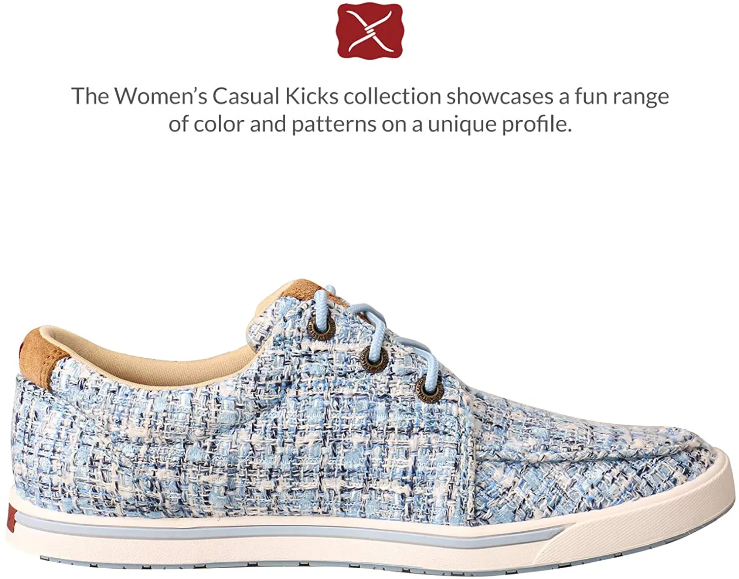 Twisted X Women's Kicks with ecoTweed Lining - Full-Grain Leather Fabric with Fashionable Textile Design - Slip-On Hooey Lopers Designed with ecoTweed Lining