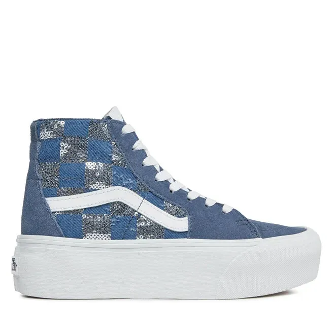 VANS UNISEX Sk8-Hi Tapered Stackform Sneakers (Glimmer Check Vintage Indigo)