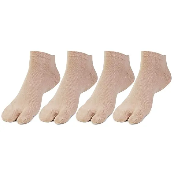 Women Plain Cotton Secret Length Thumb Socks- Pack of 4